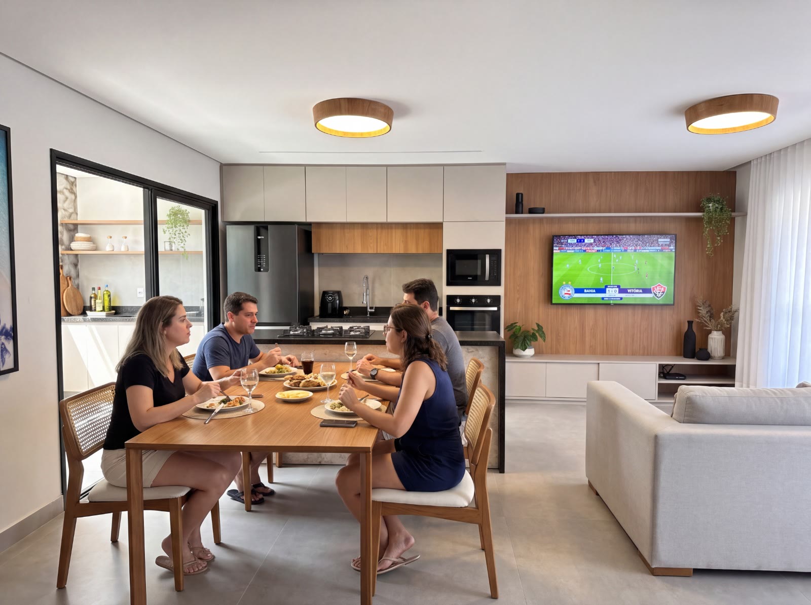 Cozinha e sala de jantar integradas